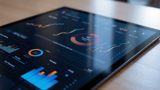 视频教程缩略图，展示数据分析教学界面，深灰色背景，蓝色图表和数据表格